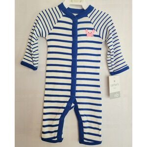 Carters Striped Crab Romper Snaps Newborn NWT